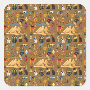 Pattern Ancient Egyptian Hieroglyphic Symbol Square Sticker