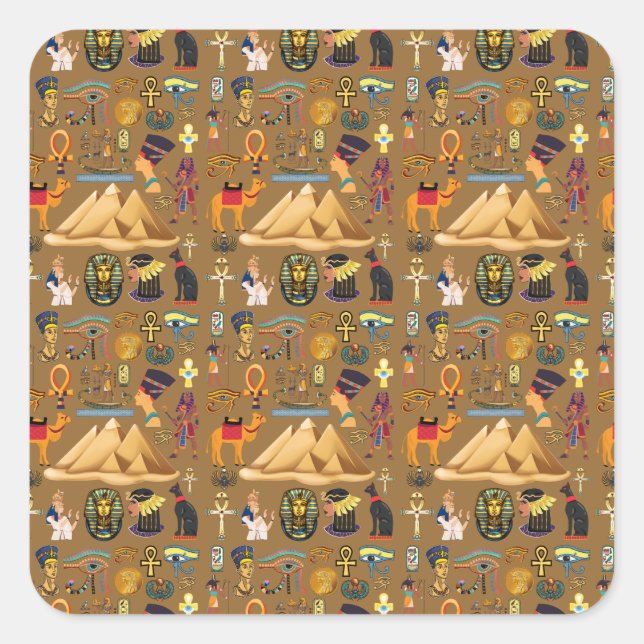 Pattern Ancient Egyptian Hieroglyphic Symbol  Square Sticker (Front)