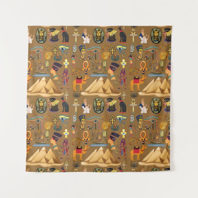 Pattern Ancient Egyptian Hieroglyphic Symbol  Tapestry (Front)