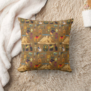Pattern Ancient Egyptian Hieroglyphic Symbol Throw Pillow