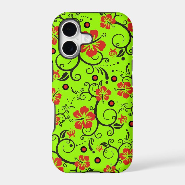 Pattern Art - Hibiscus Gecko - make your own back Iphone Case (Back)