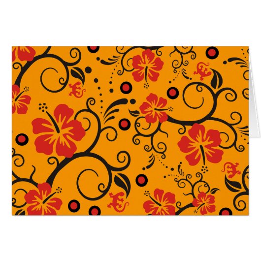 Pattern ARTs - hibiscus decor | orange Cards (Front Horizontal)
