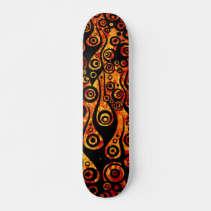 Pattern ARTs - Tattoo circle flames fire red Skateboard Deck
