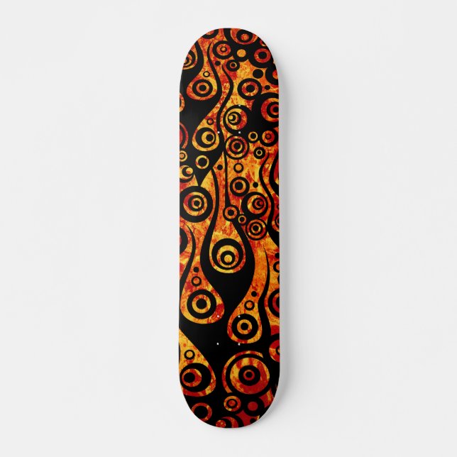 Pattern ARTs - Tattoo circle flames | fire red Skateboard Deck (Front)