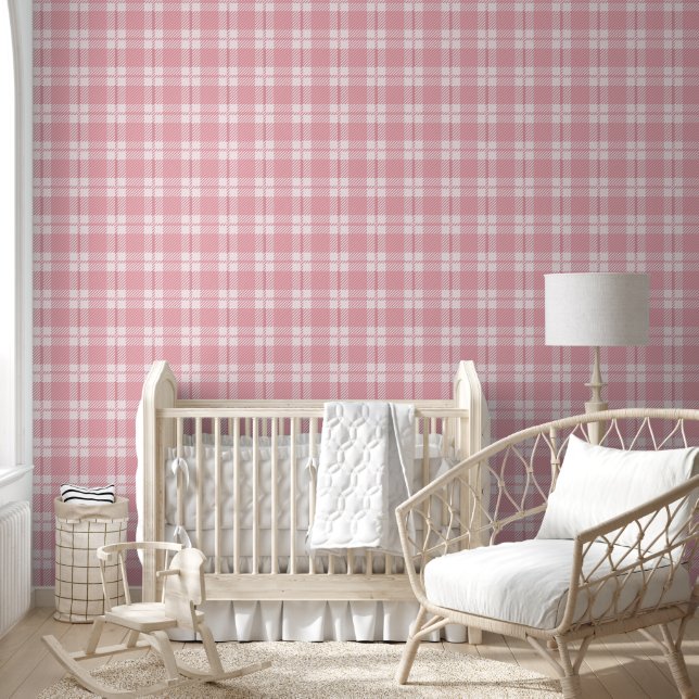Pattern Baby Pink Plaid Checks Room Office  Wallpaper (Kids)