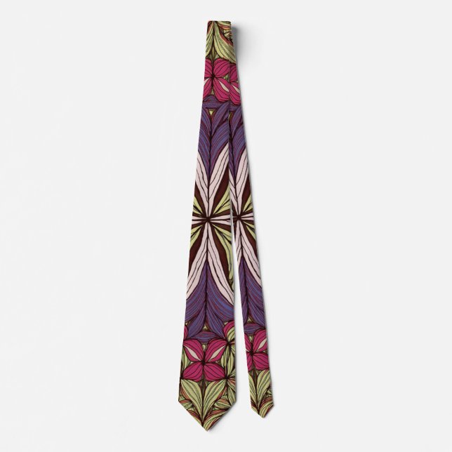 Pattern Batik Blue Red Neck Tie (Front)