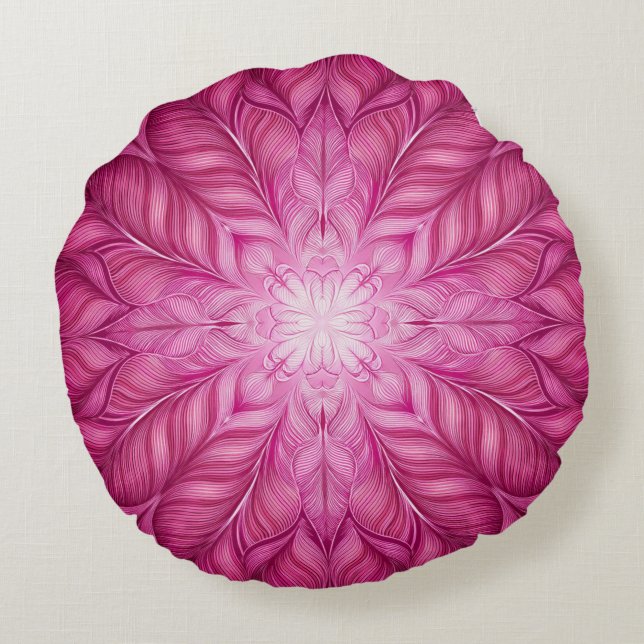 Pattern Batik Pink Round Pillow (Back)
