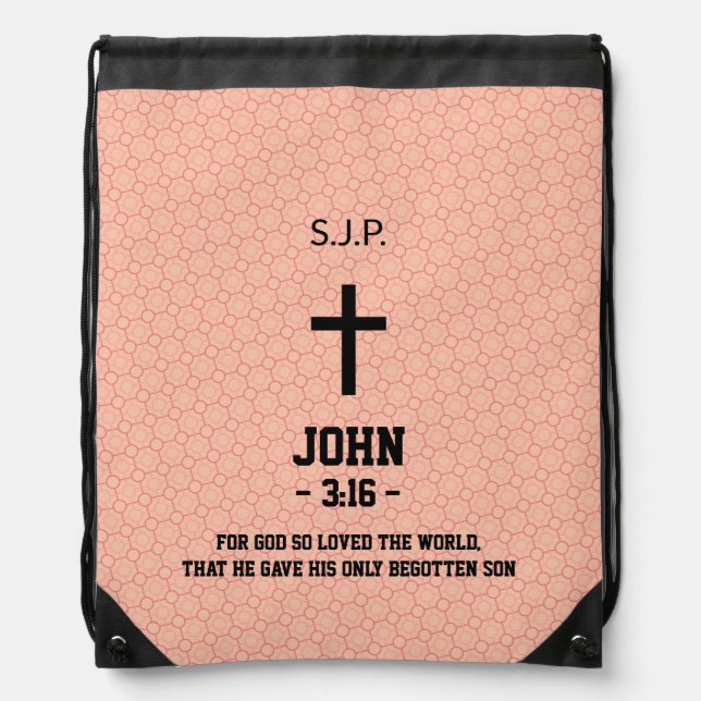 Pattern Bible Quote Chapter And Verse Christian Drawstring Bag (Front)