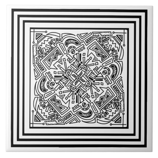 Pattern black and white ceramic tile (Front)