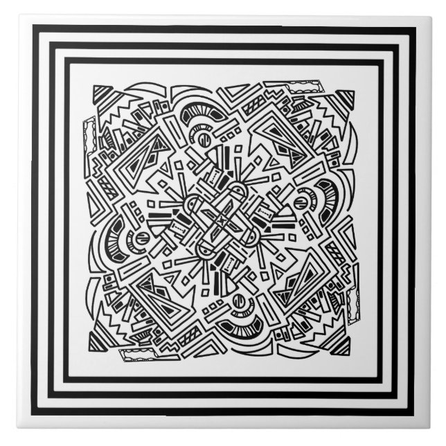 Pattern black and white ceramic tile (Front)