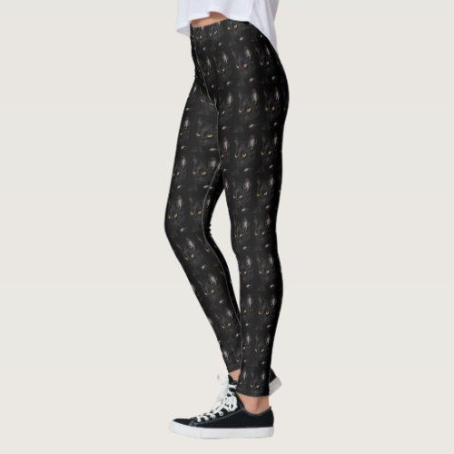 Pattern Black Cat Eyes Funny Halloween Leggings