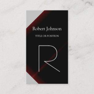 Pattern Black Grey Red Monogram Business Card