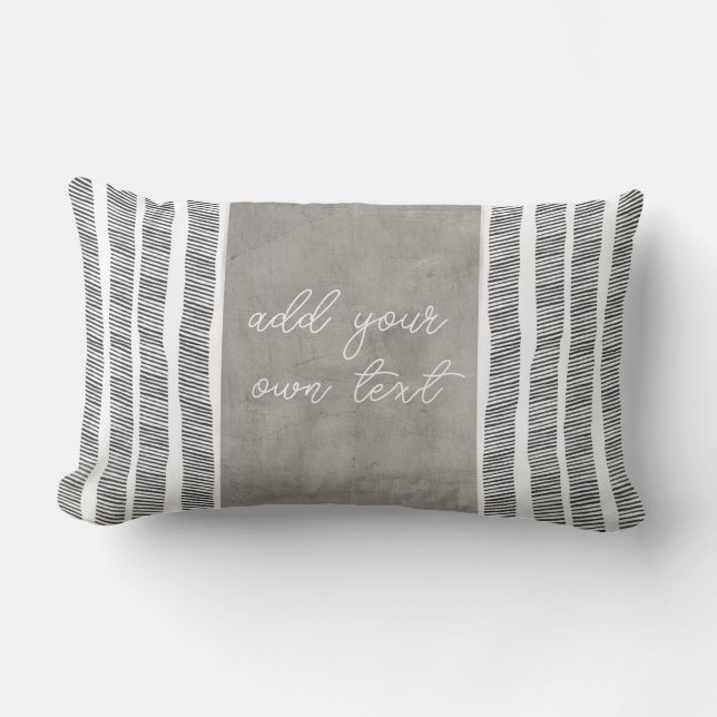  pattern black white and gray boho add  your text  lumbar pillow (Front)
