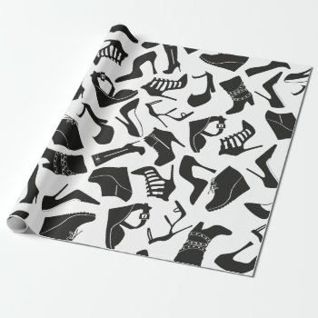 Pattern Black Women's Shoes Wrapping Paper by GreenOptix at Zazzle