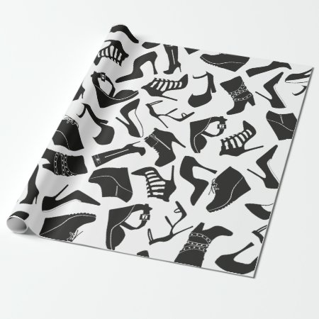 Pattern Black Women's Shoes Wrapping Paper