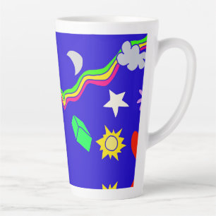 Pattern blue aluminum water bottle latte mug