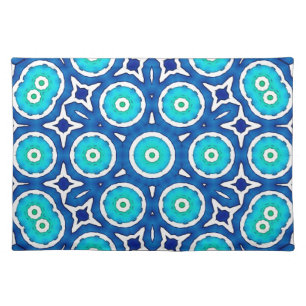 Pattern Blue and White Christmas Circle Placemat