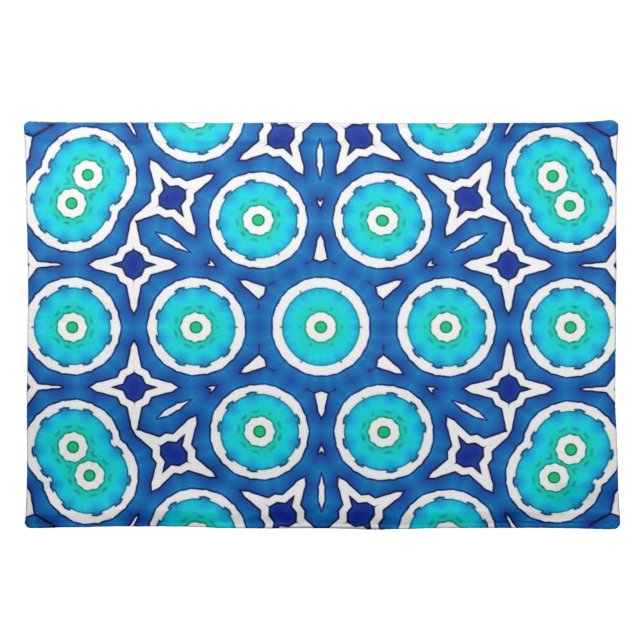 Pattern Blue and White Christmas Circle Placemat (Front)