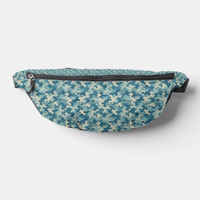 Pattern Blue Camouflage Fanny Pack (Lay Down)