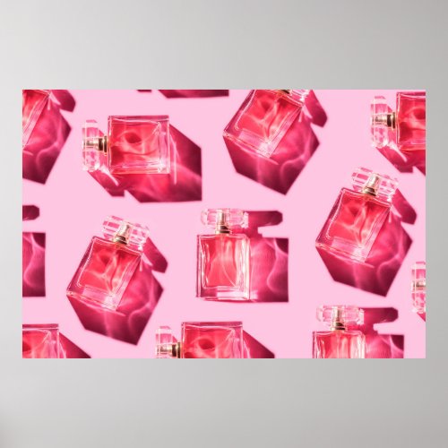 Pattern bottles of woman perfume poster