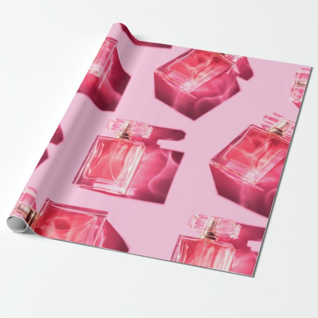 Pattern bottles of woman perfume wrapping paper (Unrolled)