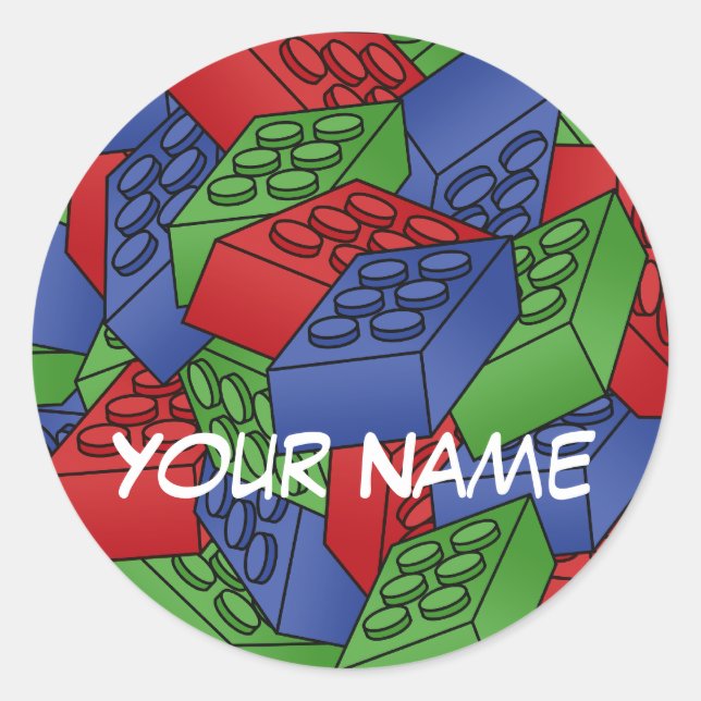 Pattern - Bright Building Blocks Classic Round Sticker (Front)