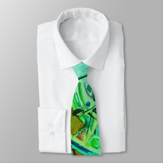 Pattern Business Modern Abstract Green Neck Tie (Tied)