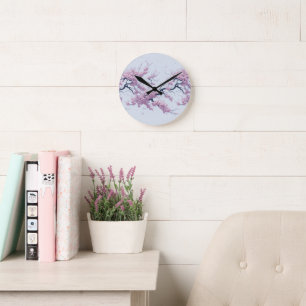 Pattern Cherry Blossoms Round Clock