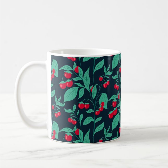 Pattern cherry tomatoes on the bushes   coffee mug (Left)