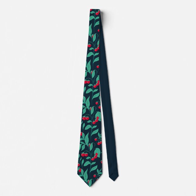 Pattern cherry tomatoes on the bushes   neck tie (Front)