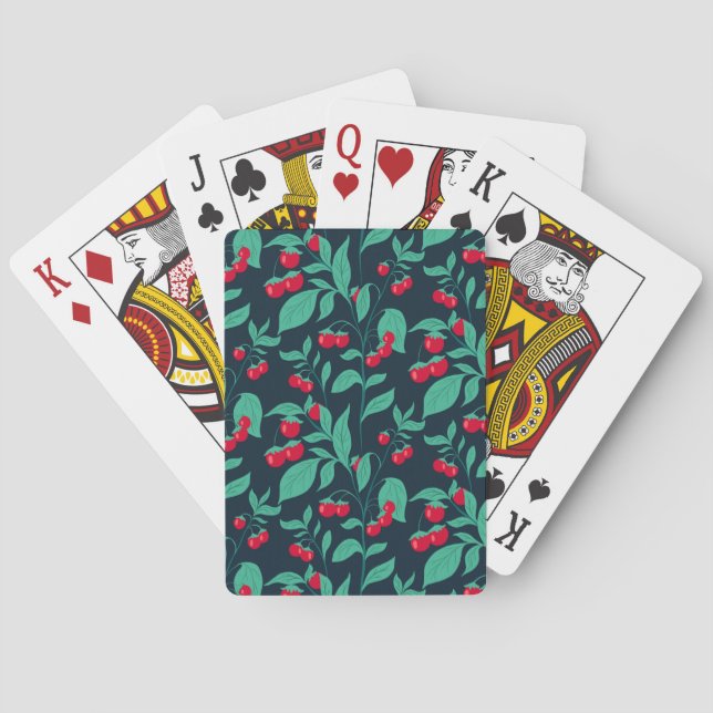 Pattern cherry tomatoes on the bushes  poker cards (Back)