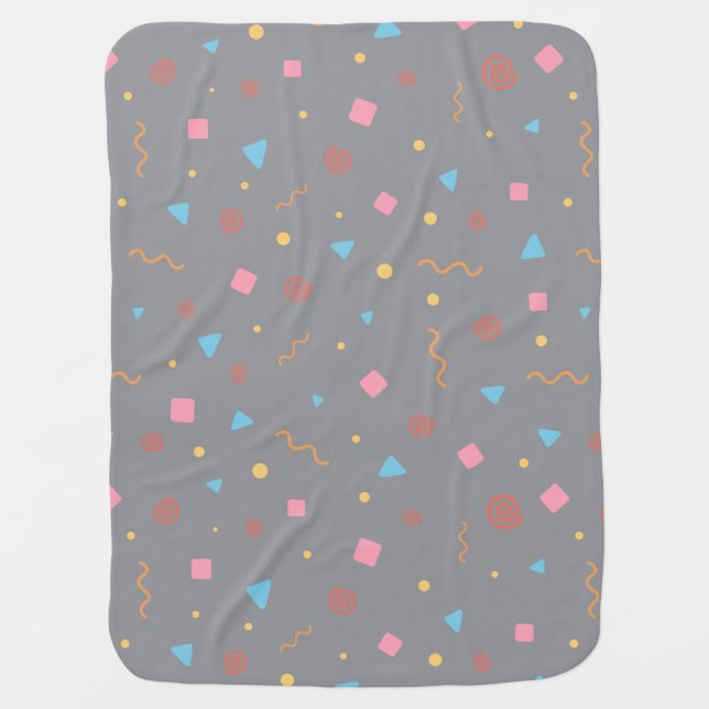 Pattern christmas geometric yellow orange grey baby blanket (Front)