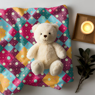 Pattern christmas  patchwork yellow purple magenta baby blanket