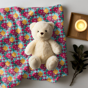 Pattern christmas  patchwork yellow purple magenta baby blanket