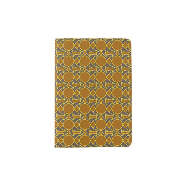 Pattern Circle Yellow Batik Passport Holder (Front)