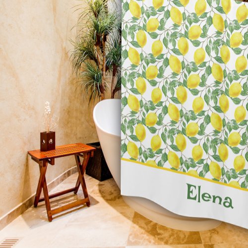 Pattern citrus yellow  green Shower Curtain