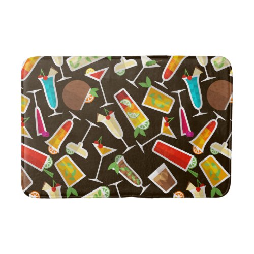 Pattern cocktail and long drink cocktail bar bath mat