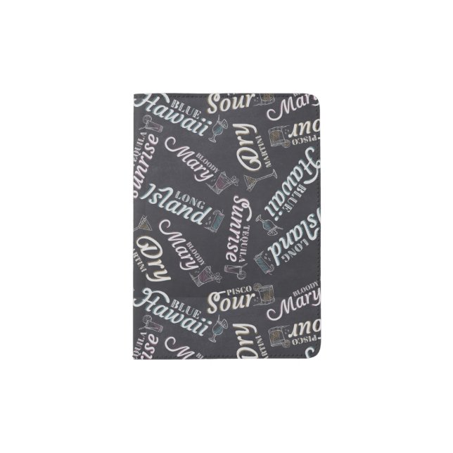 Pattern cocktail and long drink, cocktail bar passport holder (Front)