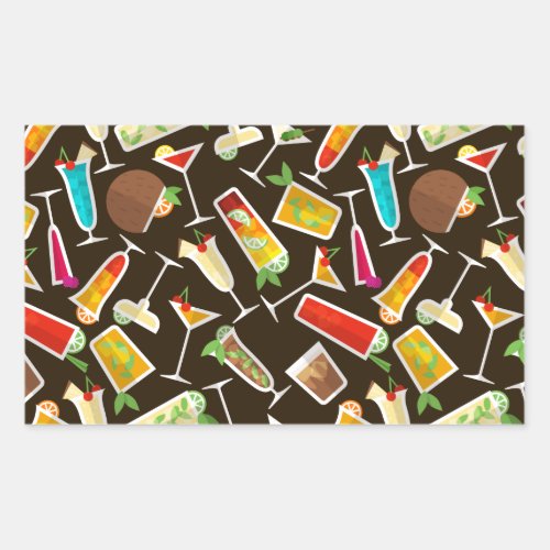 Pattern cocktail and long drink cocktail bar rectangular sticker