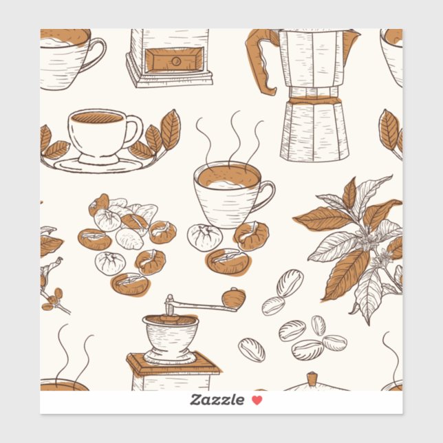Pattern coffee and the raw materials sticker (Sheet)