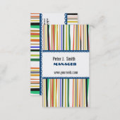 Pattern Colorful Office Manager Stripes Business Card (Front/Back)