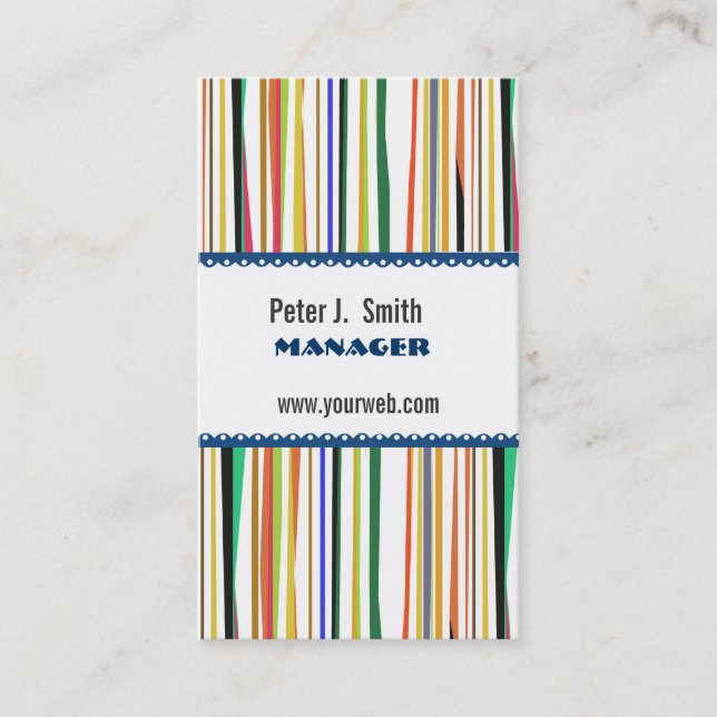 Pattern Colorful Office Manager Stripes Business Card (Front)