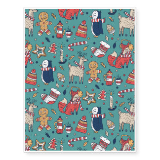 Pattern comic hand drawn Christmas gifts Temporary Tattoos