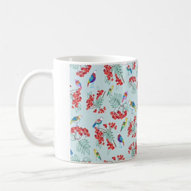 pattern consisting of birds and berries coffee mug (Left)