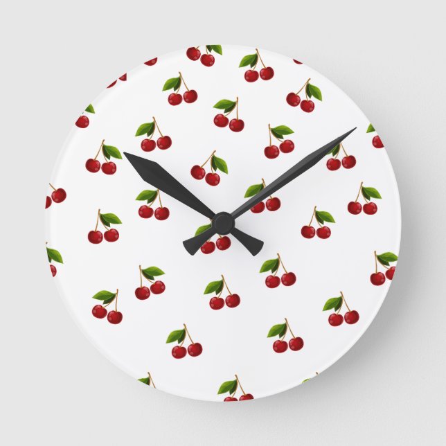 Pattern Coquette Cherries Round Clock (Front)