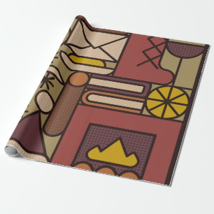 Pattern: cozy evening. Vintage illustrationabstrac Wrapping Paper