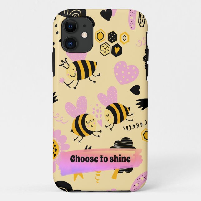 Pattern cute Bees iPhone Case (Back)