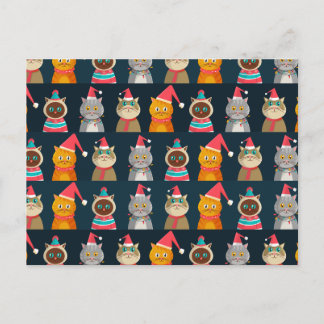 Pattern cute cat Christmas, Meow Christmas Postcard