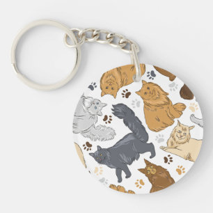 Pattern cute cat house cat, Maine Coon Keychain