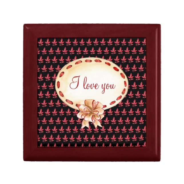 Pattern Cute Chic I Love You Black Red Gift Box (Front)